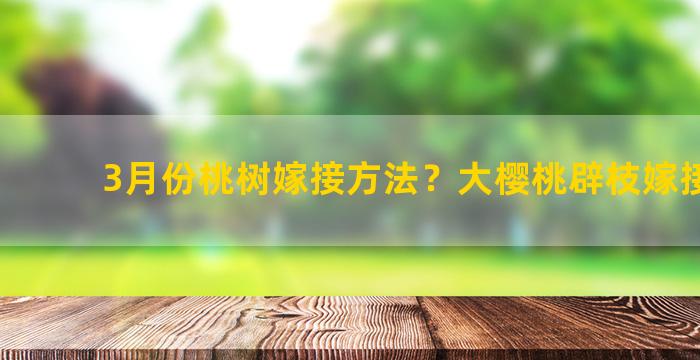 3月份桃树嫁接方法？大樱桃辟枝嫁接视频