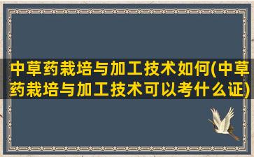 中草药栽培与加工技术如何(中草药栽培与加工技术可以考什么证)