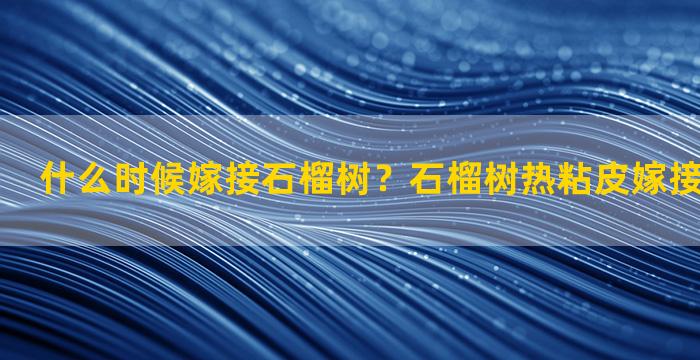 什么时候嫁接石榴树？石榴树热粘皮嫁接时间和方法