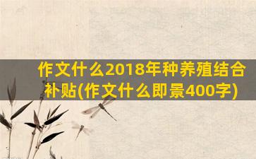 作文什么2018年种养殖结合补贴(作文什么即景400字)