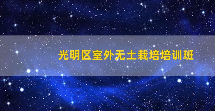 光明区室外无土栽培培训班