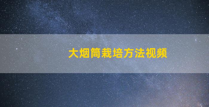 大烟筒栽培方法视频