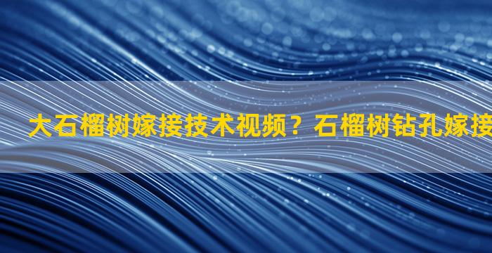 大石榴树嫁接技术视频？石榴树钻孔嫁接的最佳方法