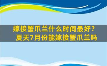 嫁接蟹爪兰什么时间最好？夏天7月份能嫁接蟹爪兰吗