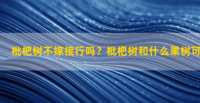 枇杷树不嫁接行吗？枇杷树和什么果树可以嫁接成活