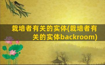 栽培者有关的实体(栽培者有关的实体backroom)