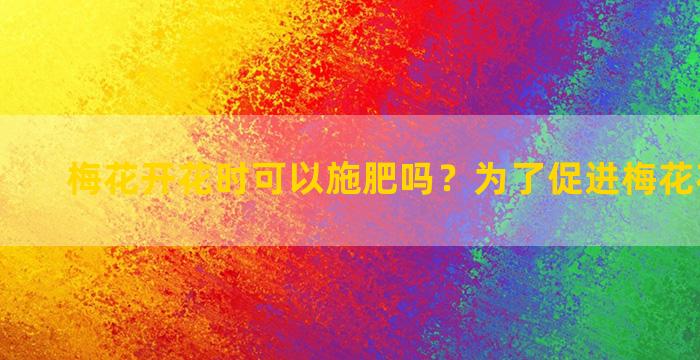 梅花开花时可以施肥吗？为了促进梅花花芽分化