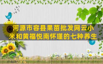 河源市容县果苗批发网云小米和黄福悦南怀瑾的七种养生