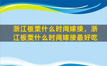 浙江板栗什么时间嫁接，浙江板栗什么时间嫁接最好吃