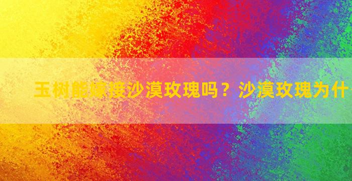 玉树能嫁接沙漠玫瑰吗？沙漠玫瑰为什么要嫁接