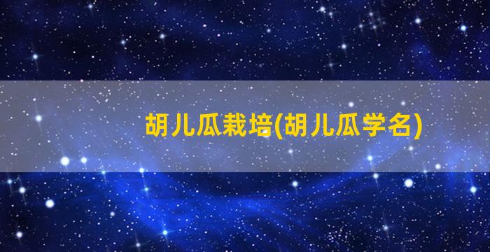 胡儿瓜栽培(胡儿瓜学名)