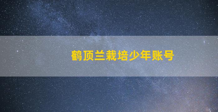 鹤顶兰栽培少年账号